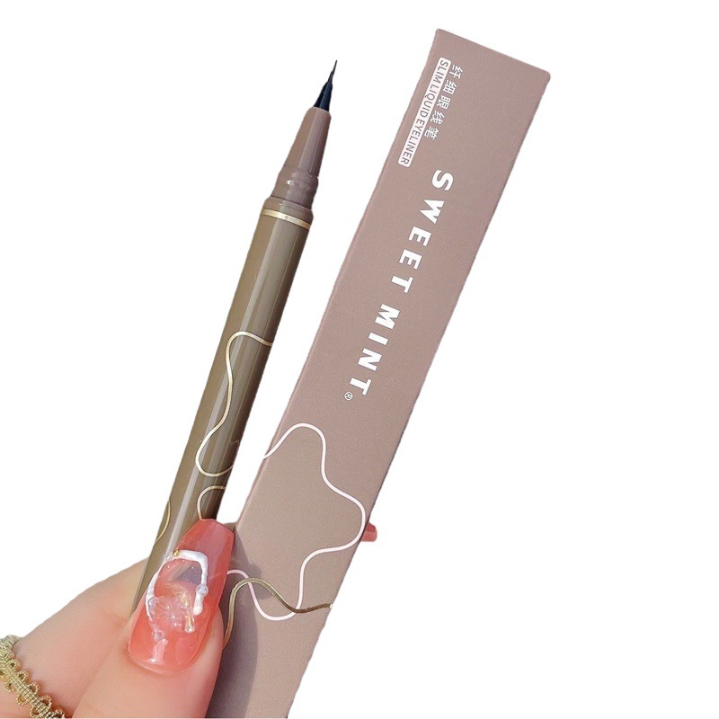Sweetmint delineador de ojos extremadamente fino hembra no fácil de manchas lápiz de ojos marrón negro párpado abajo para maquillaje novato