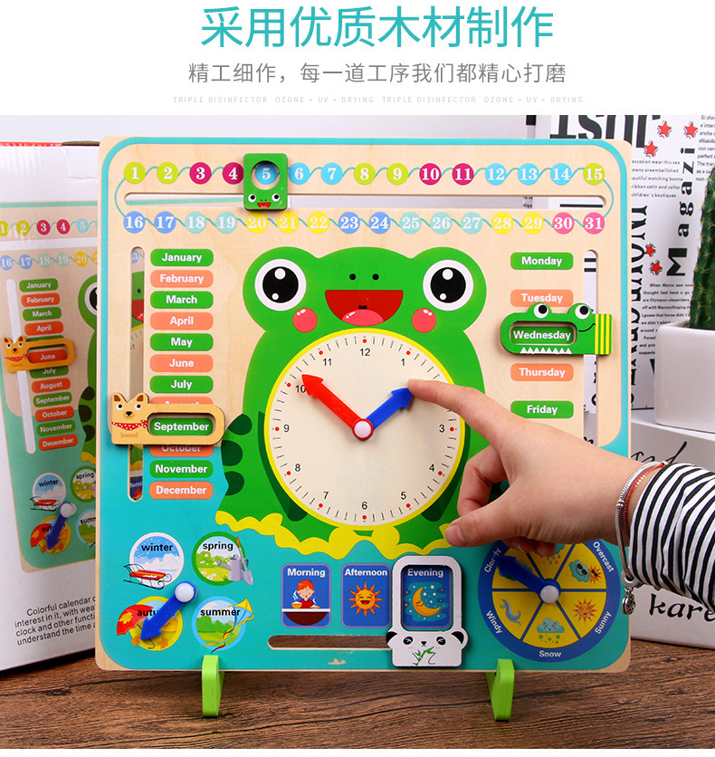 Montessori reloj de calendario tablero de rompecabezas niños aprendizaje reloj de tiempo cognitivo Escuela Primaria enseñanza ayudas educación temprana juguetes Kindergarten