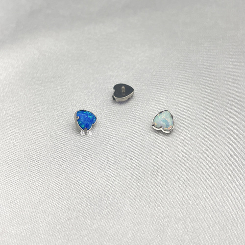 Titanium Brocade ASTM F-136 Titanium Alloy Love Opal Earrings Lip Nails 16G Internal Thread Colorful Heart-shaped Ear Bone Nails
