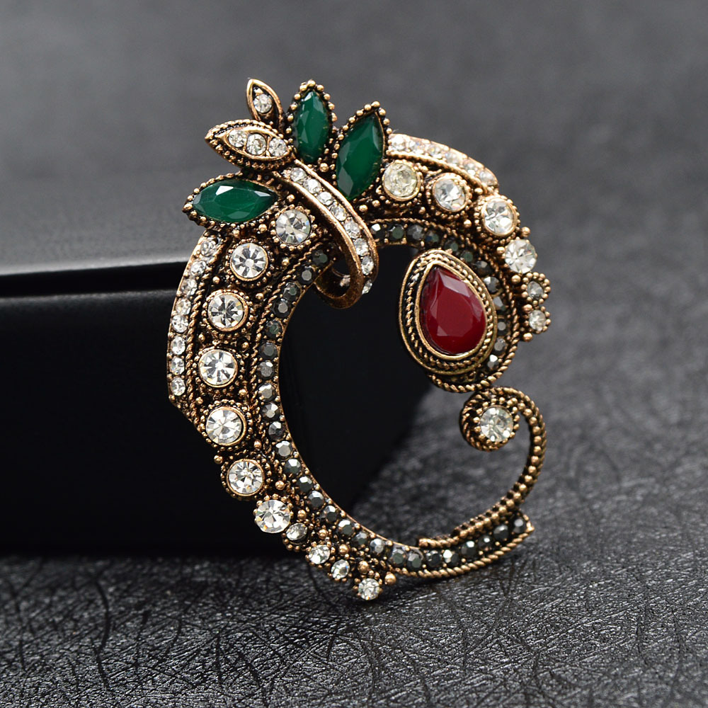 Spilla donna retro elegante design floreale con strass brillanti_voghion.com