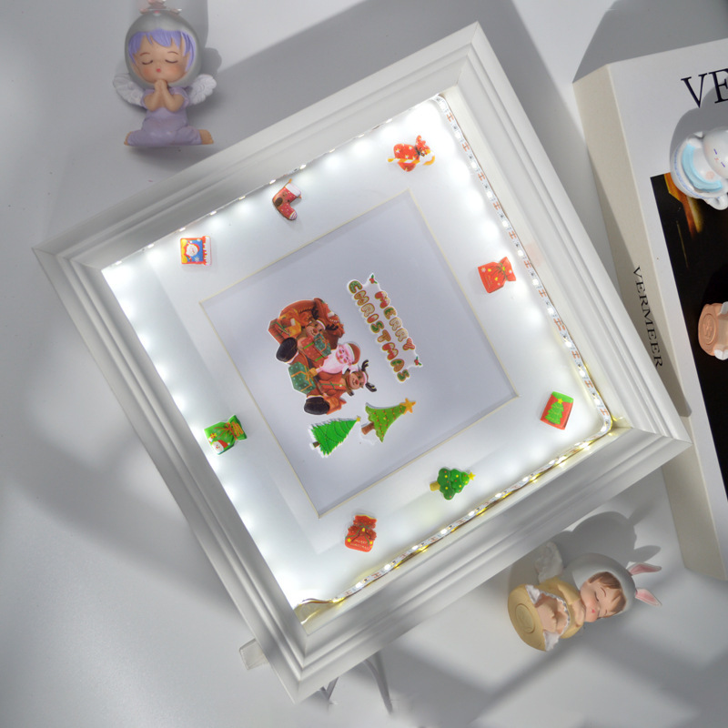Creative Hollow 3-D Wooden Photo Frame Square Christmas 8inch Gift Picture Decoration Frame DIY Three-Dimensional Photo Frame Specimen Frame