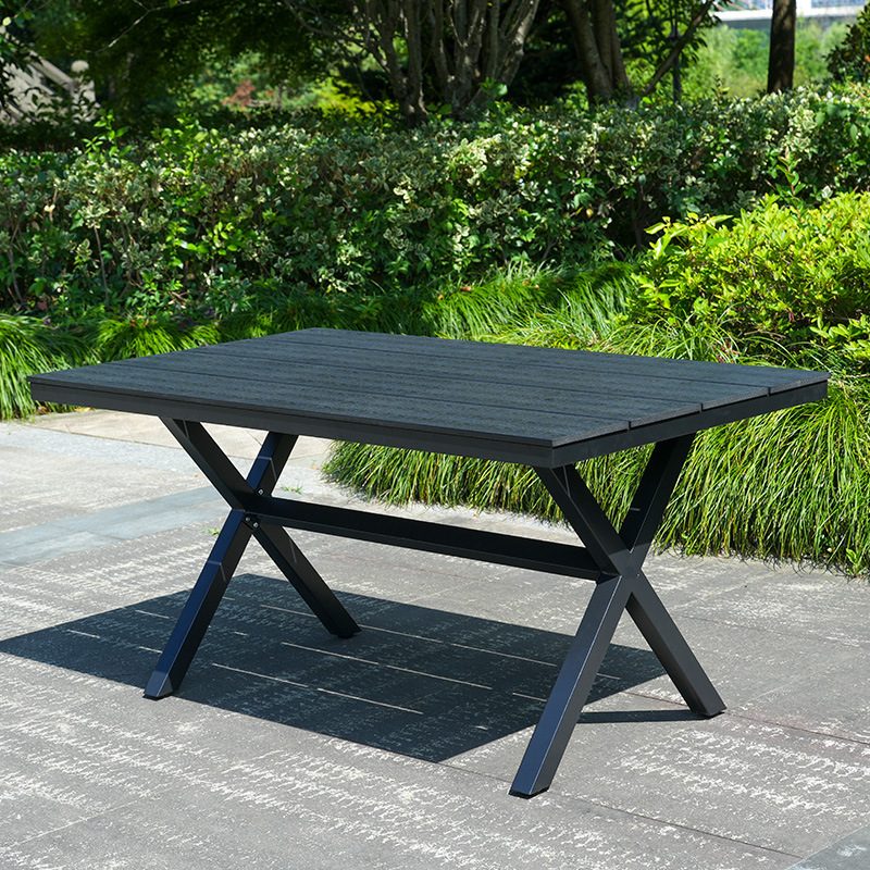 silla de madera de plástico combinada al aire libre balcón impermeable anticorrosión silla de respaldo café al aire libre mesa de té de leche image 8