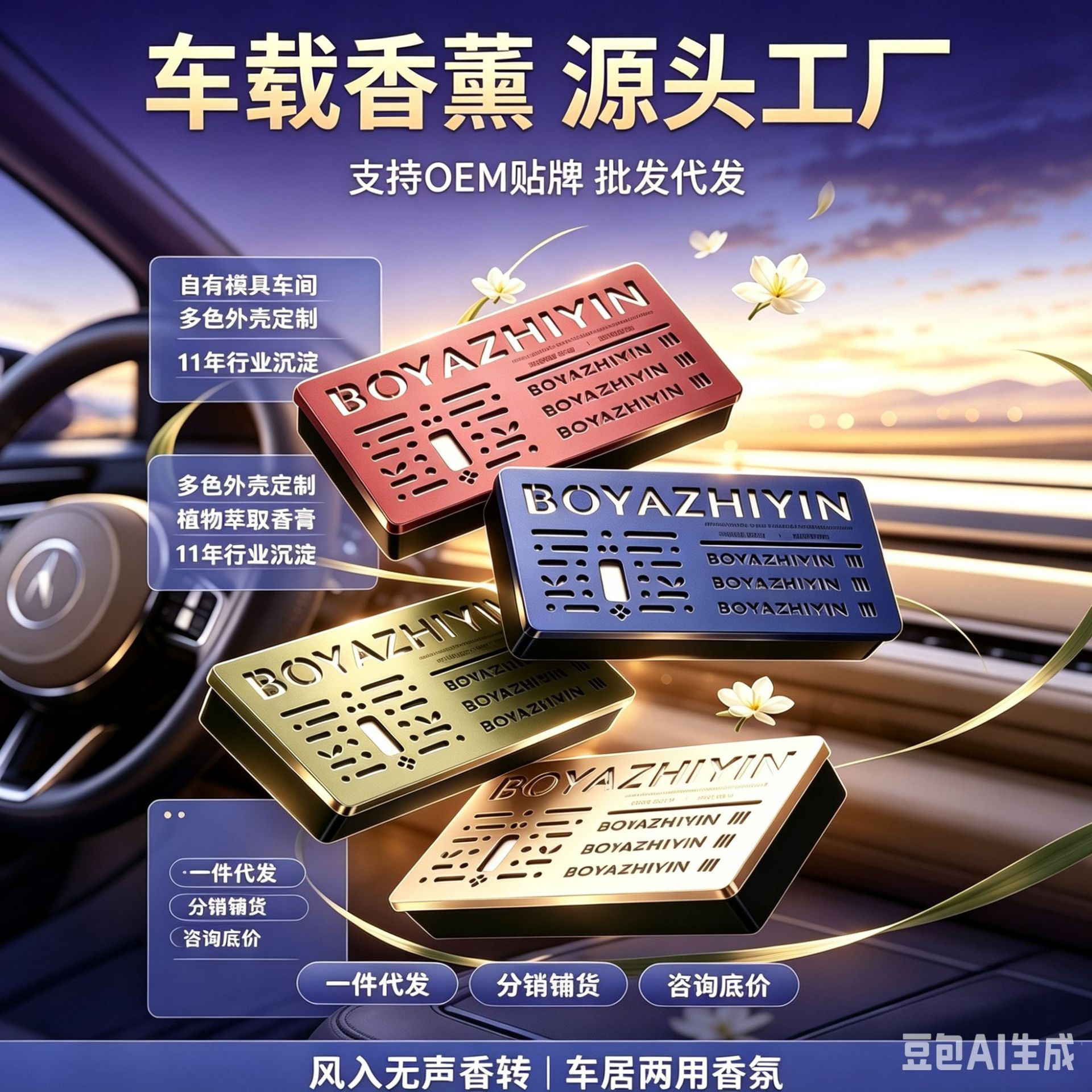 新款车载固体香薰膏高级感镂空盖双仓盒子汽车香薰配件厂家批发