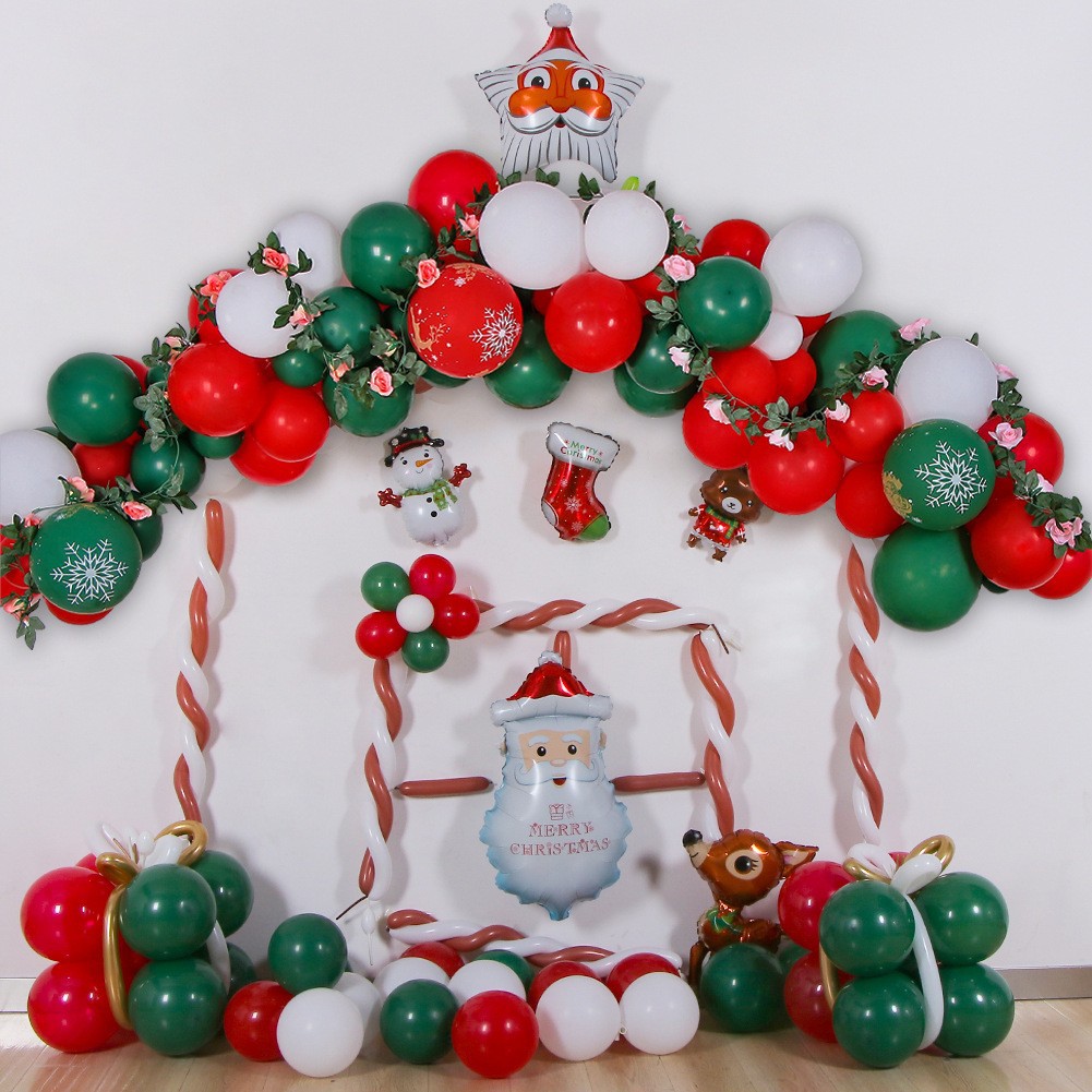 Suministros de decoración de Navidad Regalos de Navidad 2025 Juego de globos de Navidad Combinación Cadena de globos Globos de fiesta de Navidad