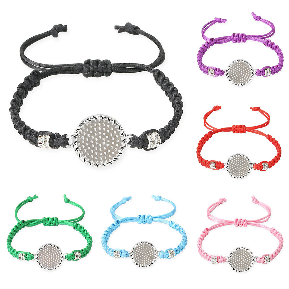 16mm Braided Rope Bracelet with Gemstone Base Accessories, Heat Transfer Sublimation Blank Bracelet DIY
