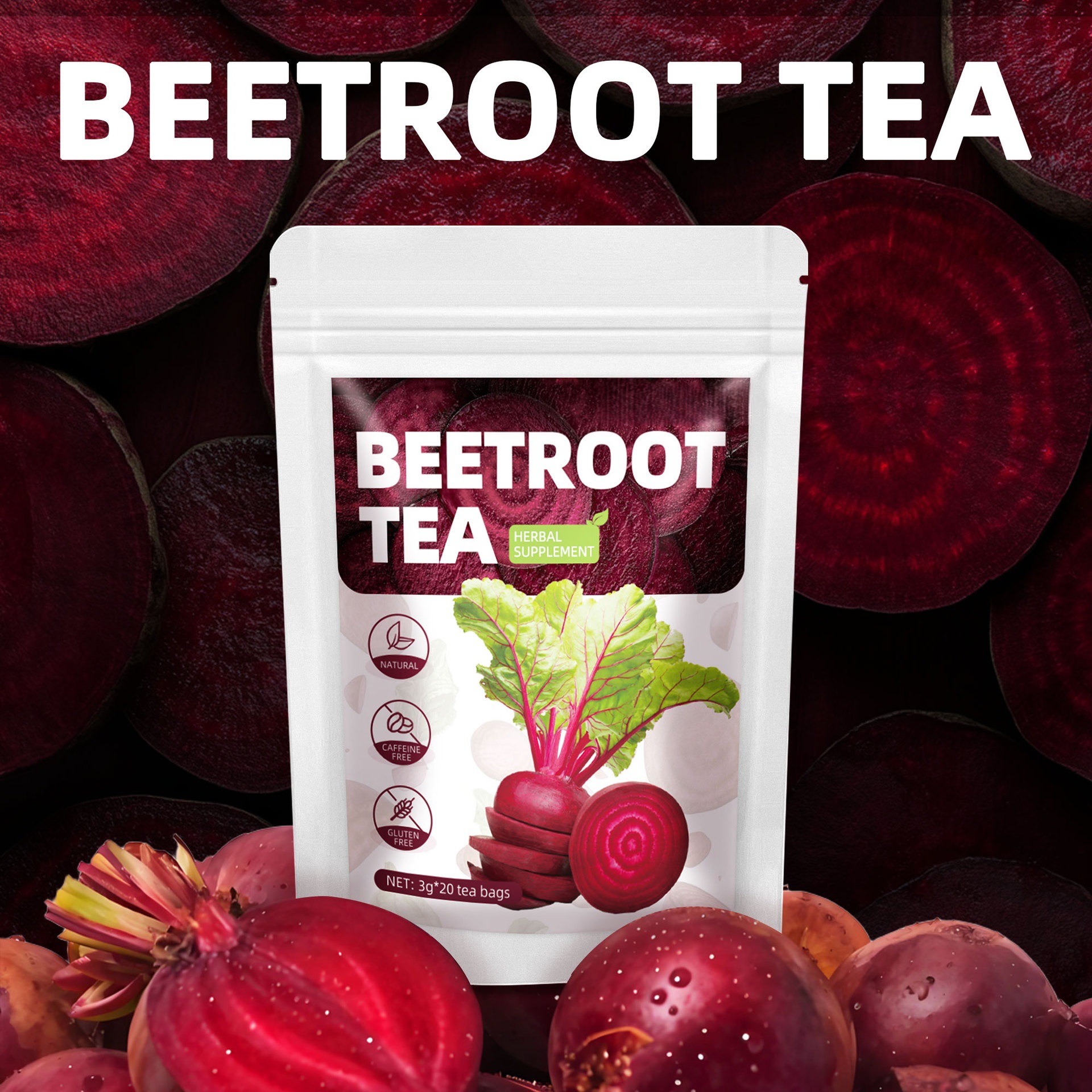 Beetroot Tea Bags Sweet Earthy Herbal Infusion 60g Pyramid Sachets key features