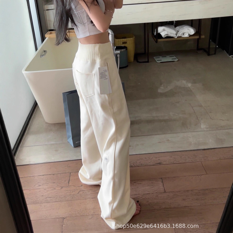 2025 Autumn and Winter Alo Pants American Floor-Length Straight Pants Slimming Look Sports Casual Wide-Leg Sweatpants