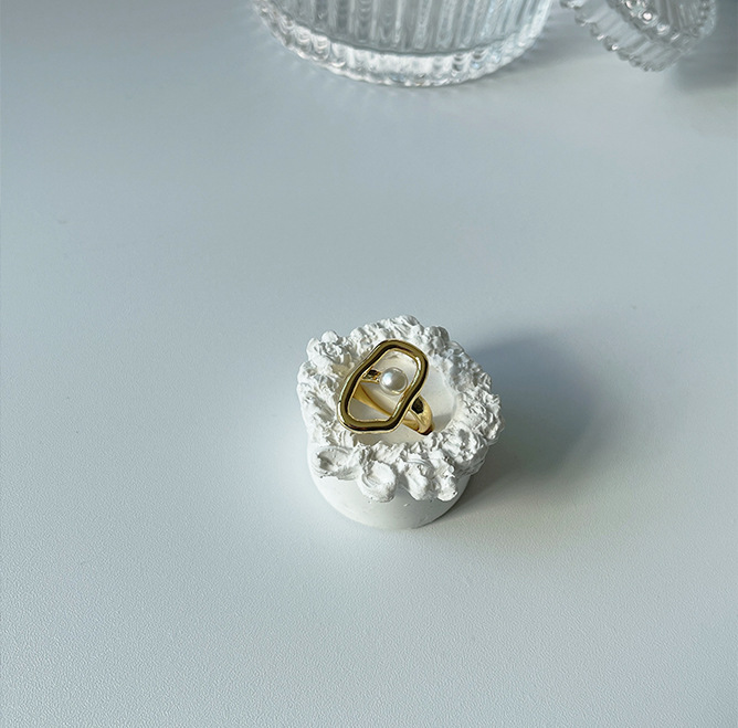 Fashion Solid Color Copper Plating Inlay Pearl Open Ring 1 Piece