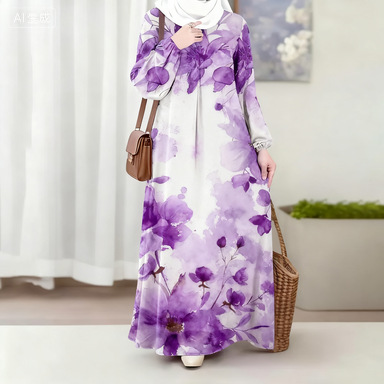 2025 Aliexpress Amazon Cross-Border Export European and American Autumn New Fashion Printed Fashion Dress