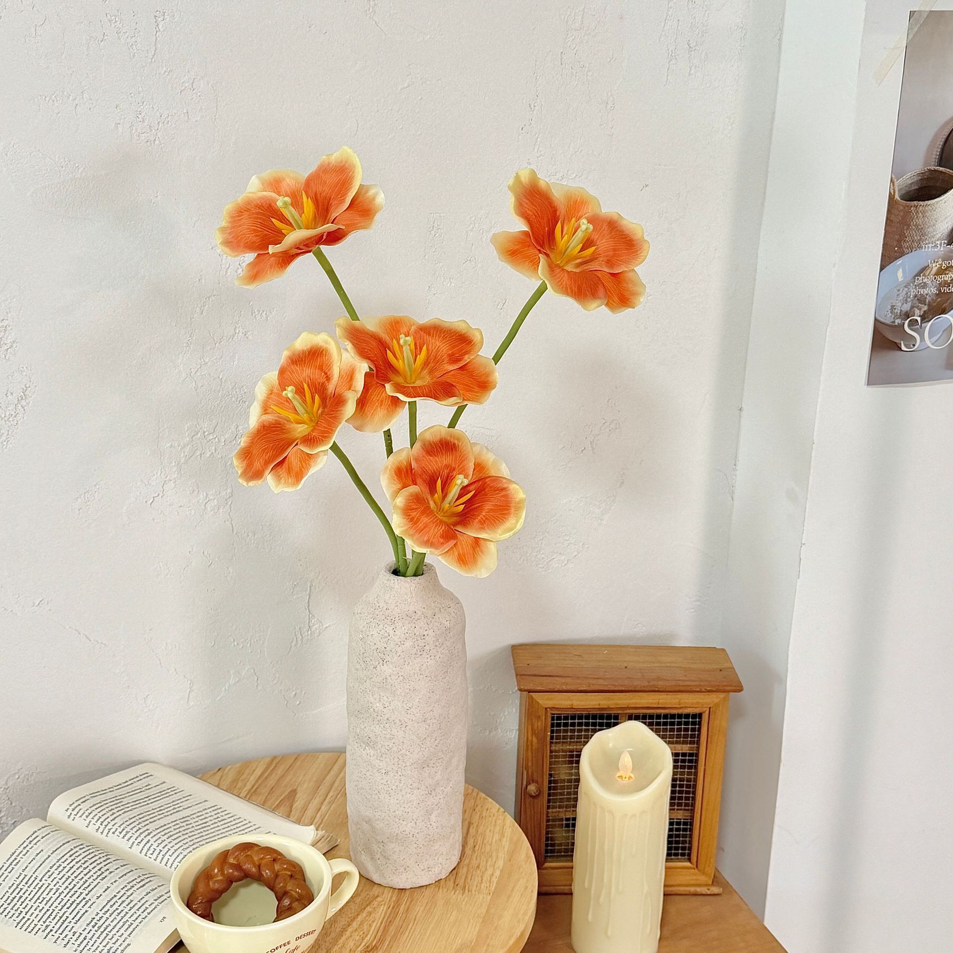 Inswind floreciente Tulipanes color Monae flores simuladas flor de mesa de comedor ramo ornamentos floral decoración floral flores falsas flores