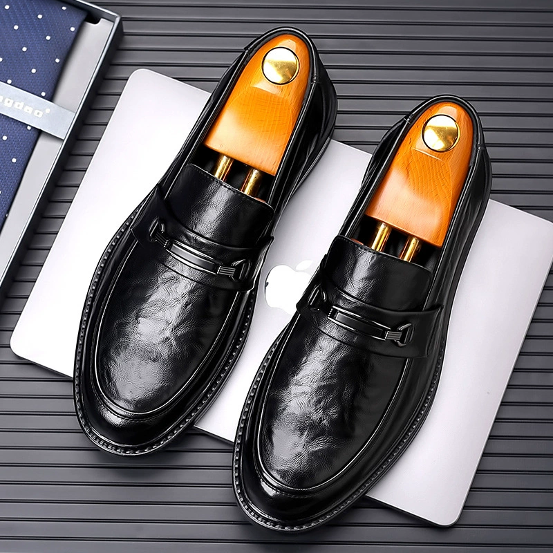 Мужские туфли с низким верхом Lefu ленивые туфли с круглой головой