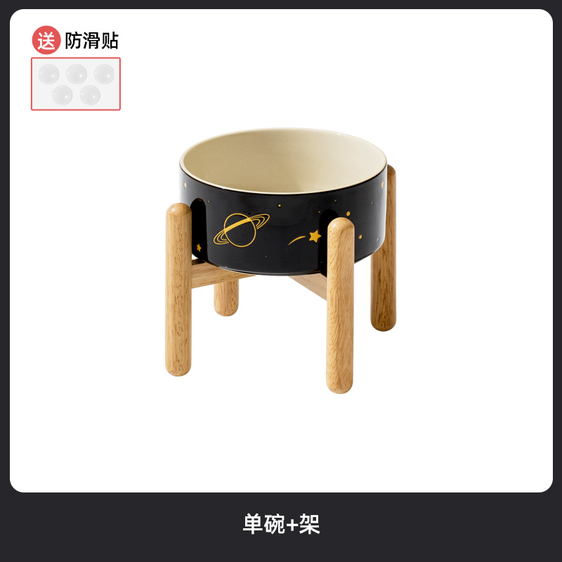Cubilete de cerámica tazón de perro tazón de comida para gatos tazón doble estante protector columna cervical tazón de comida para perros tazón de bebida para gatos tazón para mascotas
