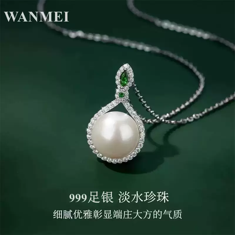 S999足银天然淡水珍珠项链女小众设计高级感锁骨链送妈妈礼物饰品