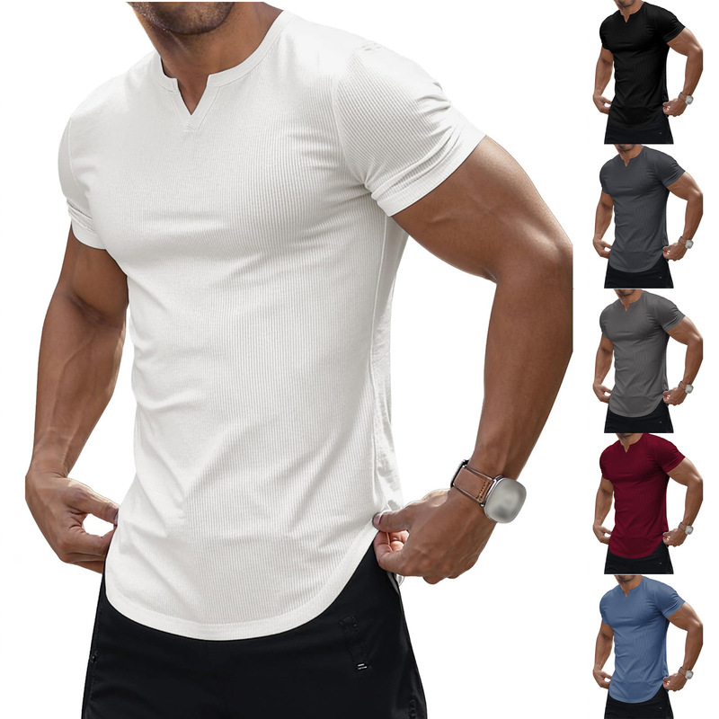 Cross-border 2025 Europe and the United States spring and summer AliExpress Amazon new v-neck men's pit casual T-shirt jacket