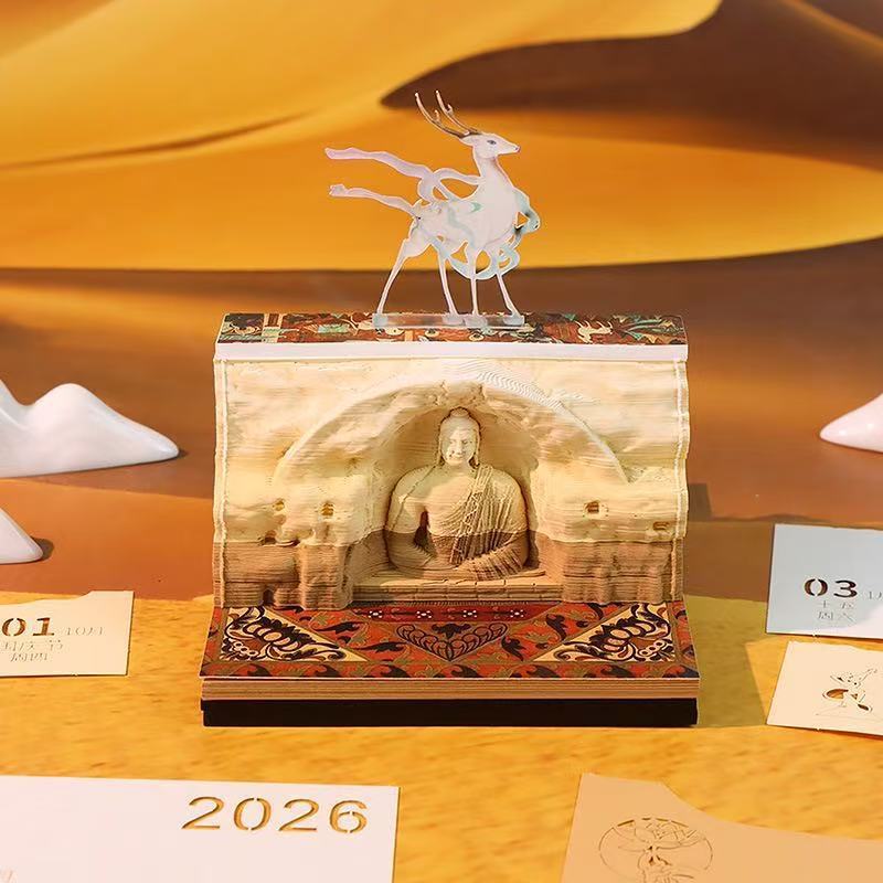 跨境新款3d立体便签纸雕创意模型超级圣诞日历周历便利本桌面摆件|undefined