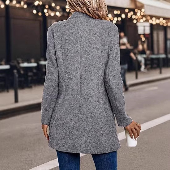 Women's Double-buttoned Woolen Overcoat Plus Size Fashionable_voghion.com