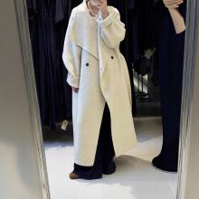 秋冬新长款高级感大翻领气质慵懒风加厚长款双面羊毛呢大衣外套女