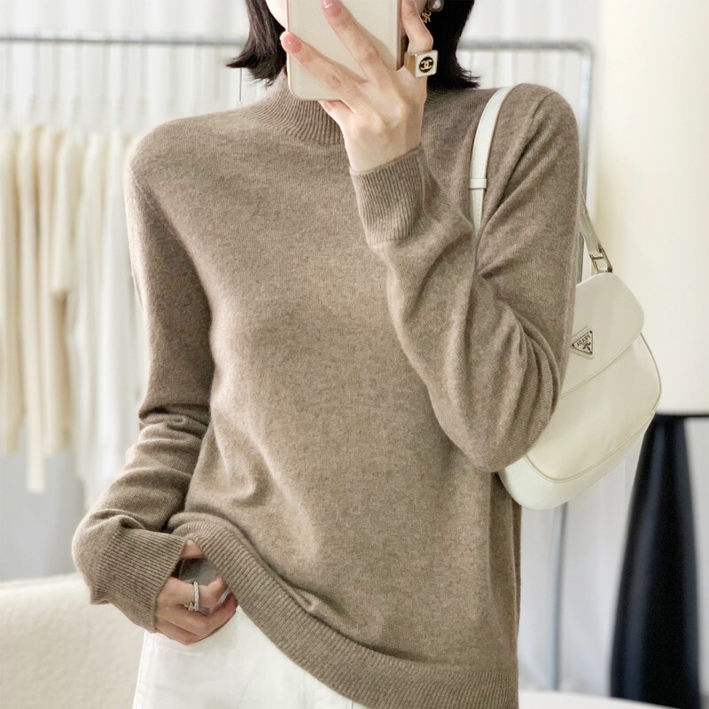 Seamless One-Piece Half Turtleneck Women's Bottoming Shirt Autumn and Winter New Classic Pure Color Pullover Sweater Pure Color Knitted Inner Wear
