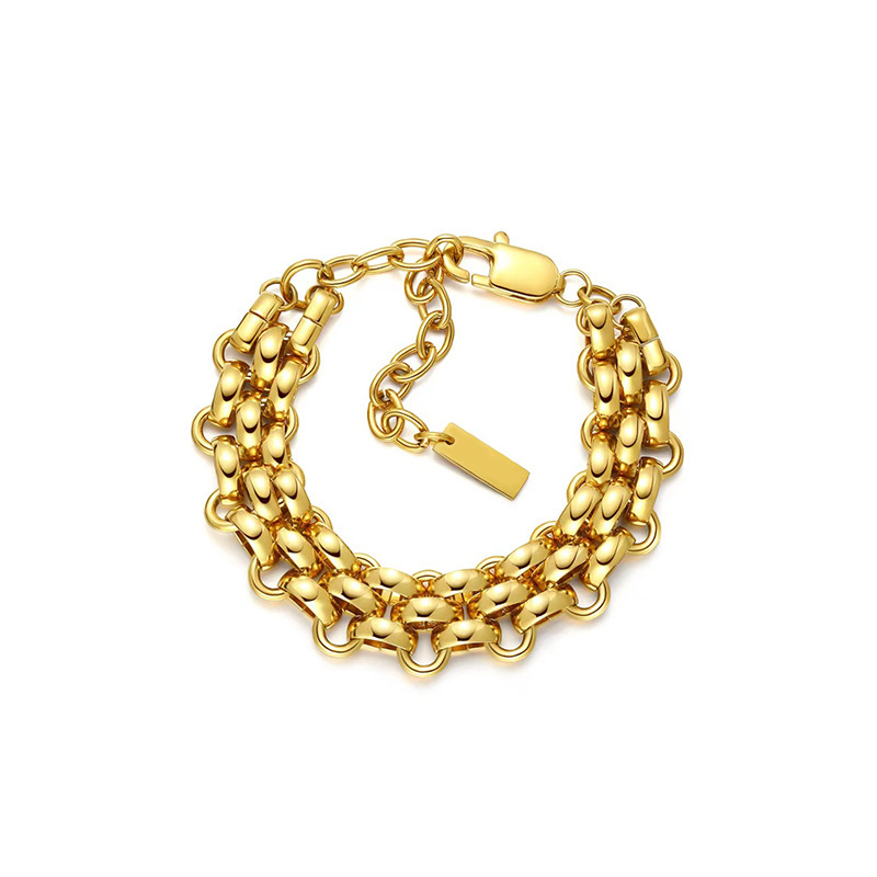 Watch Chain Bracelet Women's Simple All-match 18K Gold Titanium Steel Men's and Women's Light Luxury Simple Design European and American Fashion Jewelry