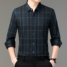 品牌男士山羊绒衬衫秋冬新款高级感长袖垂感免烫休闲男装羊毛衬衣