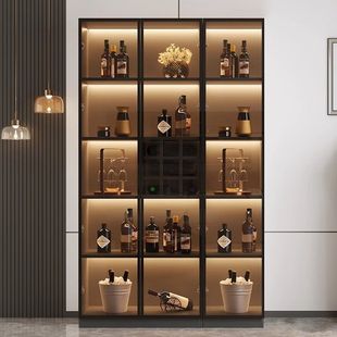 Solid Wood Glass Door Light Luxury Wine Cabinet Modern Integrated Simple Wall-Mounted Living Room Cabinet High-End Home Storage Cabinet Dining Side