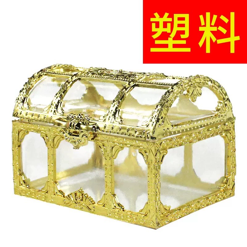 Золотой прозрачный сундук с сокровищами День рождения торт торт украшение сундук сокровищ сундук с сокровищами конфеты коробка торт украшение