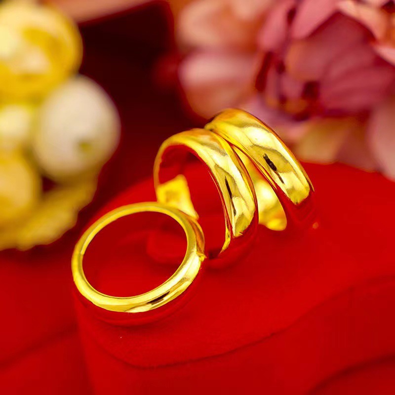 Xiaohongshu Style Glossy Ring for Men and Women, Couple Style Wedding Ring, 6mm Brass Gold-Plated Ring Manufacturer Wholesale