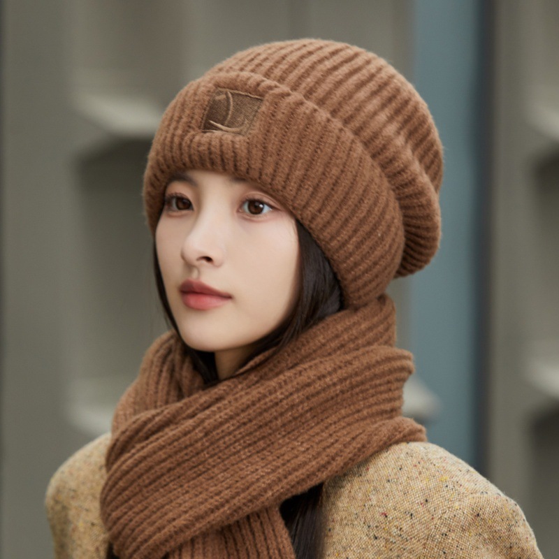 New Knitted For Women, Autumn And Winter, Fleece-Lined, Thickened, Warm, Slouchy Beanie, Large Head Circumference,_voghion.com