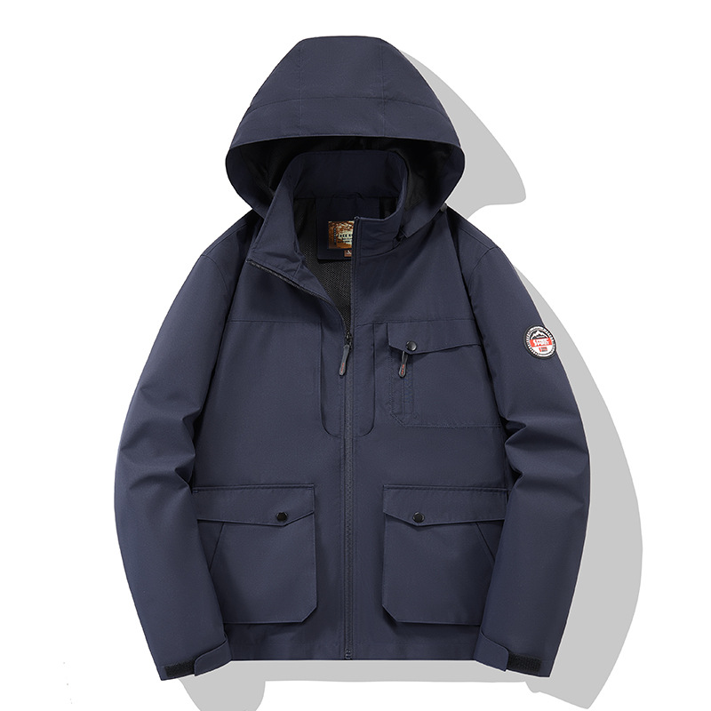 Chaqueta de tamaño grande transfronterizo primavera y otoño chaqueta de hombre a prueba de viento chaqueta impermeable de bolsillo para hombres carga al aire libre chaqueta casual