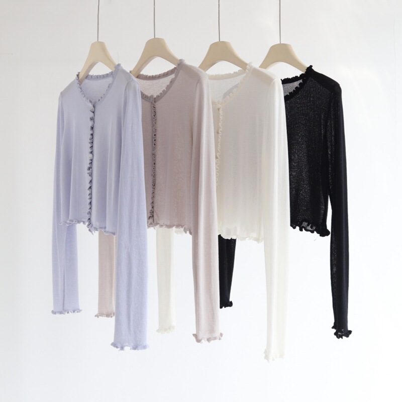 Gentle and Sweet Girly Thin Knitted Cardigan Women's Top Jacket Summer New Short Sunscreen Shirt