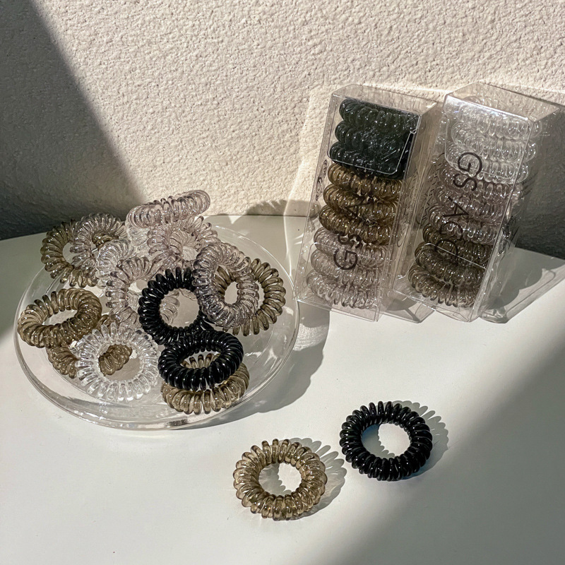 Combinación de 9 piezas línea telefónica cuerda de pelo Internet celebridad gradiente transparente cuerda de pelo fresco Corea del Sur banda de goma ins tie anillo de pelo