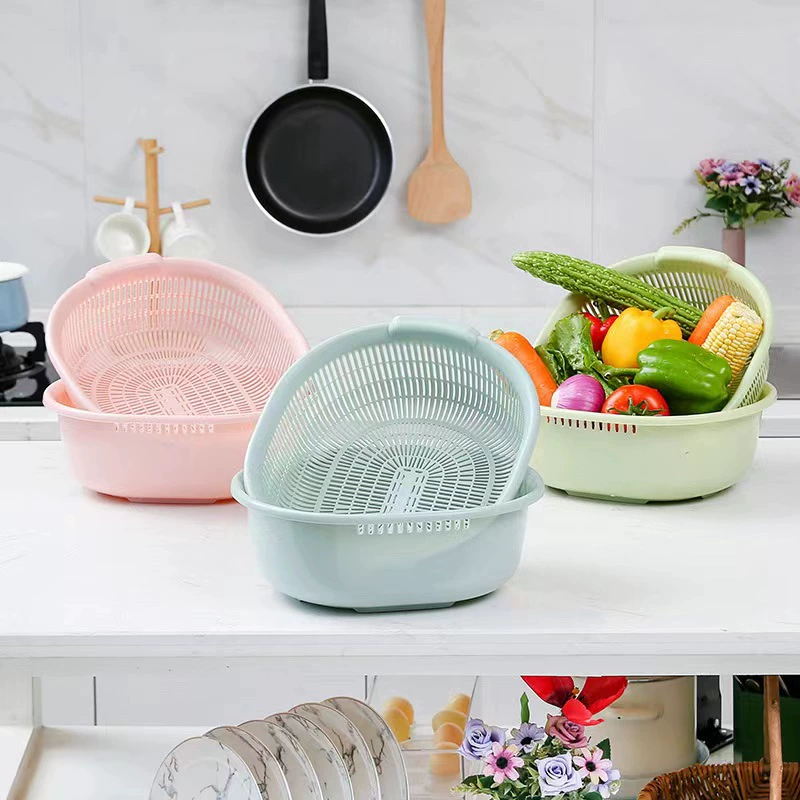 Двухслойная корзина для слива Домашняя раковина увеличенная пластиковая корзина для мытья овощей
