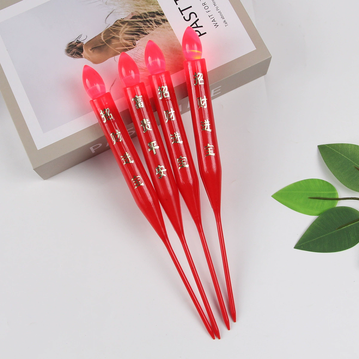 Светодиодная электронная свеча на длинной ножке, имитация красной свечи, подсвечник для дома, свадебных торжеств, имитация электрической свечи