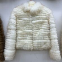 海宁狐狸毛皮草车条外套女年轻款鎏金色小立领横排真皮毛背毛短款