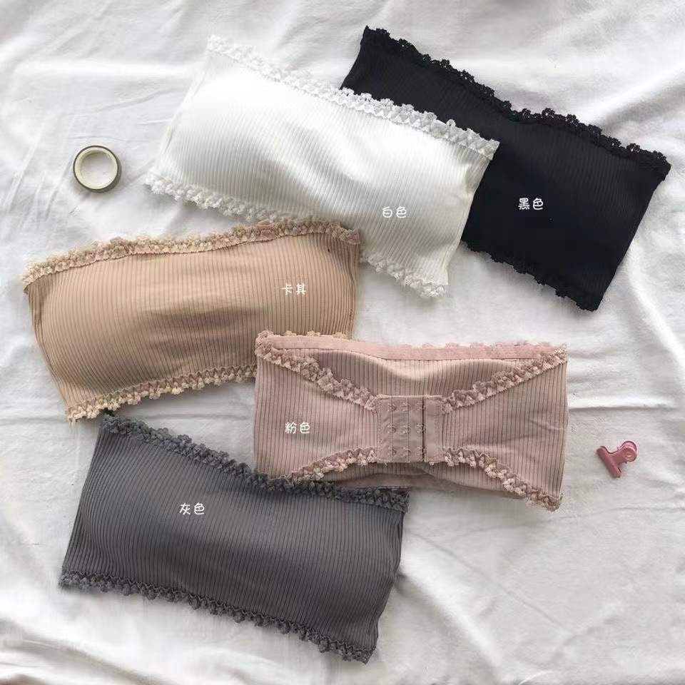 Cross-Border Strapless Bra for Women, Non-Slip Bandeau Style Invisible Bra, Beautiful Back, Anti-Exposure, Thin Lace Wrap Bra for Women