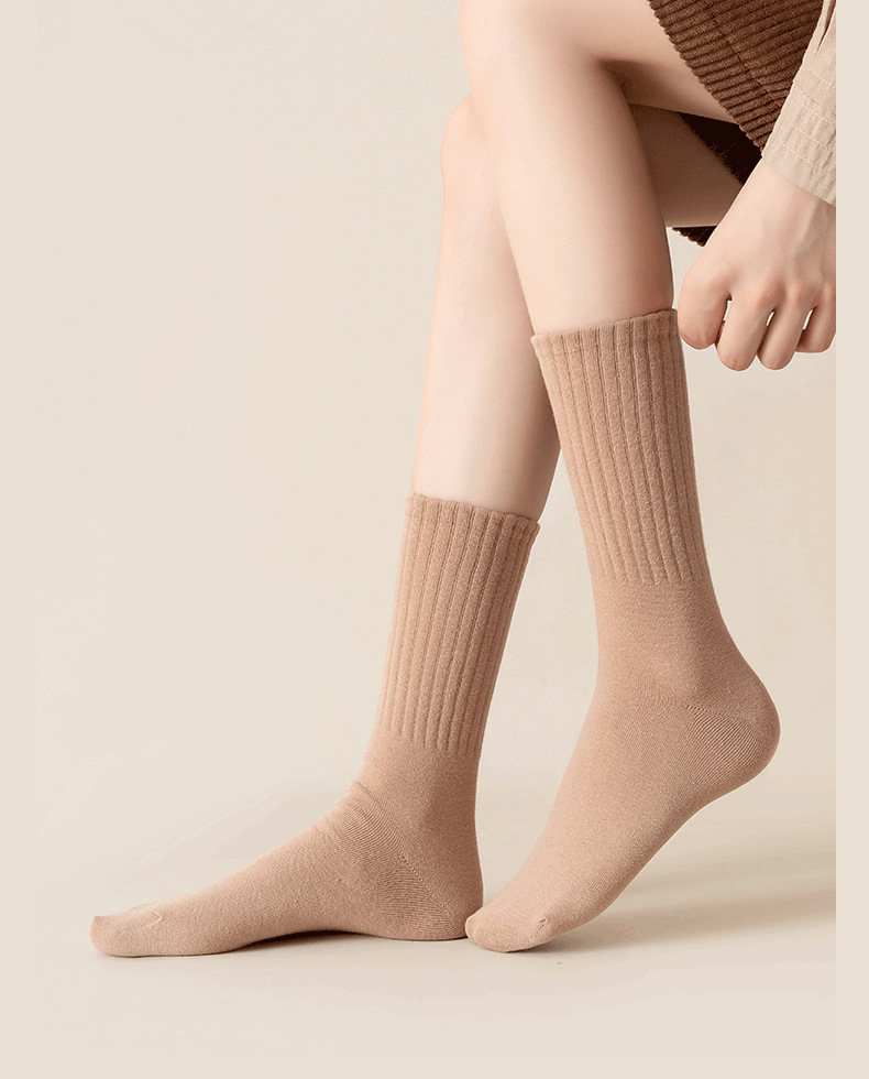 中筒袜子女款秋冬款ins潮百搭纯色黑白长筒运动情侣长袜女高颜值详情22