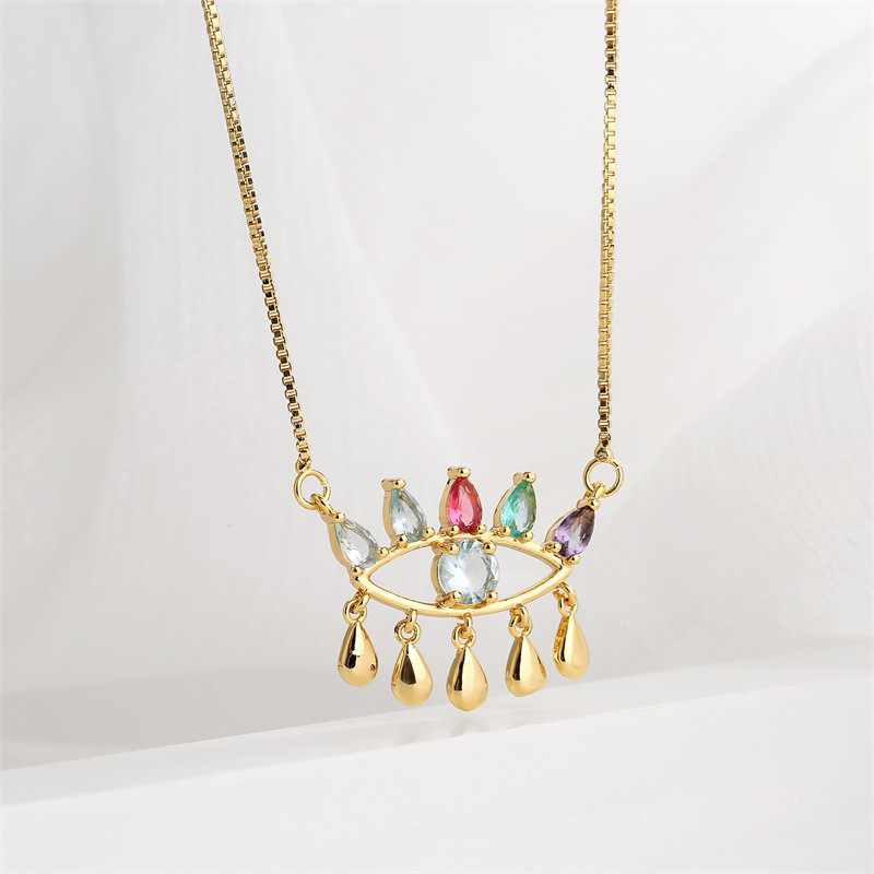 Fashion Devilu0027S Eye Copper Necklace Plating Zircon Copper Necklaces