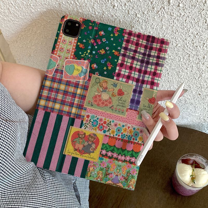 Funda TPU Estilo Libro Retro para iPad 11/Air 7/6/5/4/Pro con Soporte Anticaídas