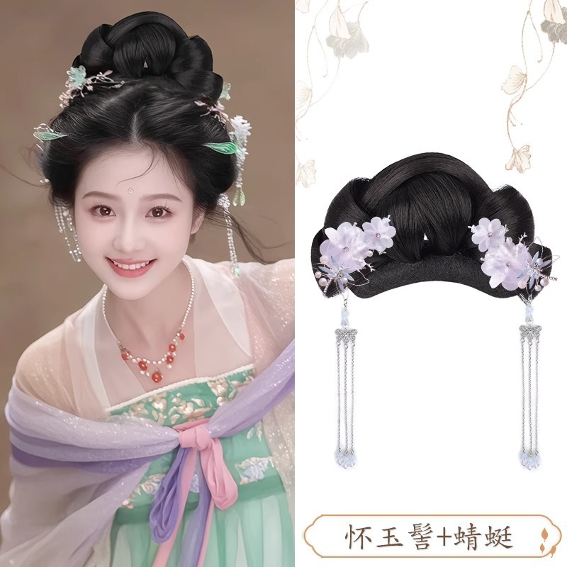 汉服假发古风一体式全发丝发包明制唐风古装发髻盘发造型垫发包女|undefined