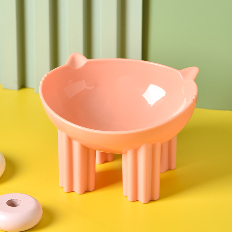 Tazón para gatos, cuello para gatos, anti-deslizante, anti-volque, tazón para perros, caricatura para gatos, inclinación para gatos, tazón para perros, al por mayor.