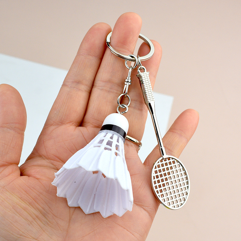 Miniature Realistic Large Badminton Racket Set Keychain Pendant Sports Decoration Fan Gift Cross-Border