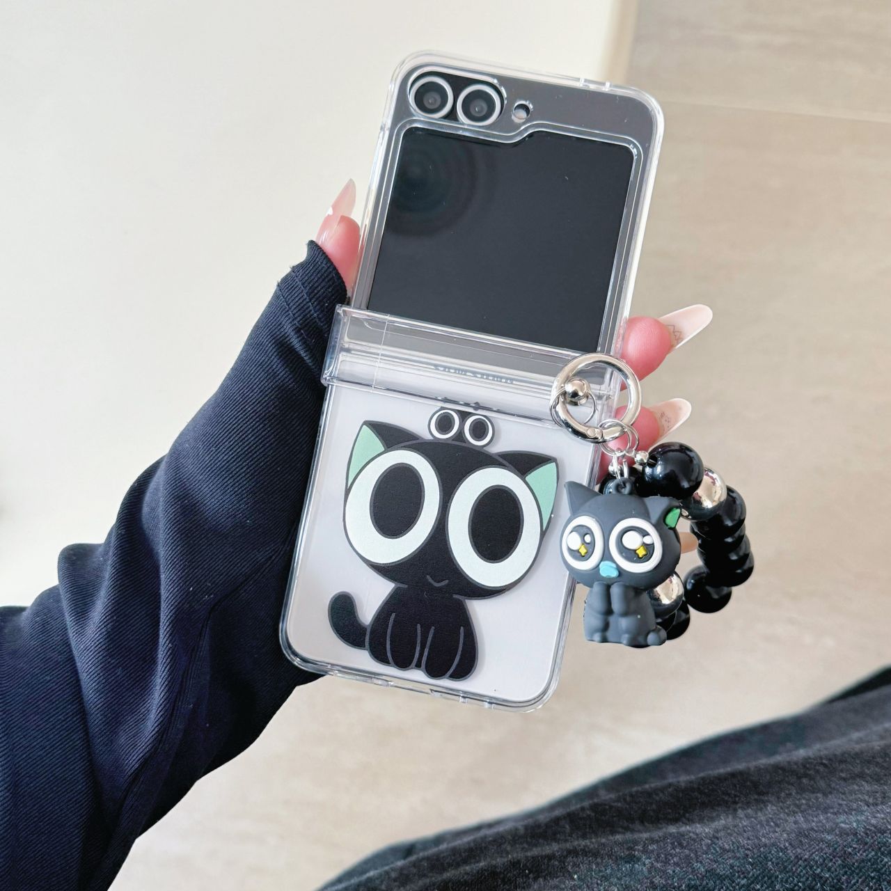 Cute Black Cat Phone Case For Samsung Galaxy Z Flip Series_voghion.com