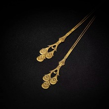 铜镀金 唐代宫廷首饰搭配发饰 盛唐晚唐五代簪子 孔雀花宫廷风