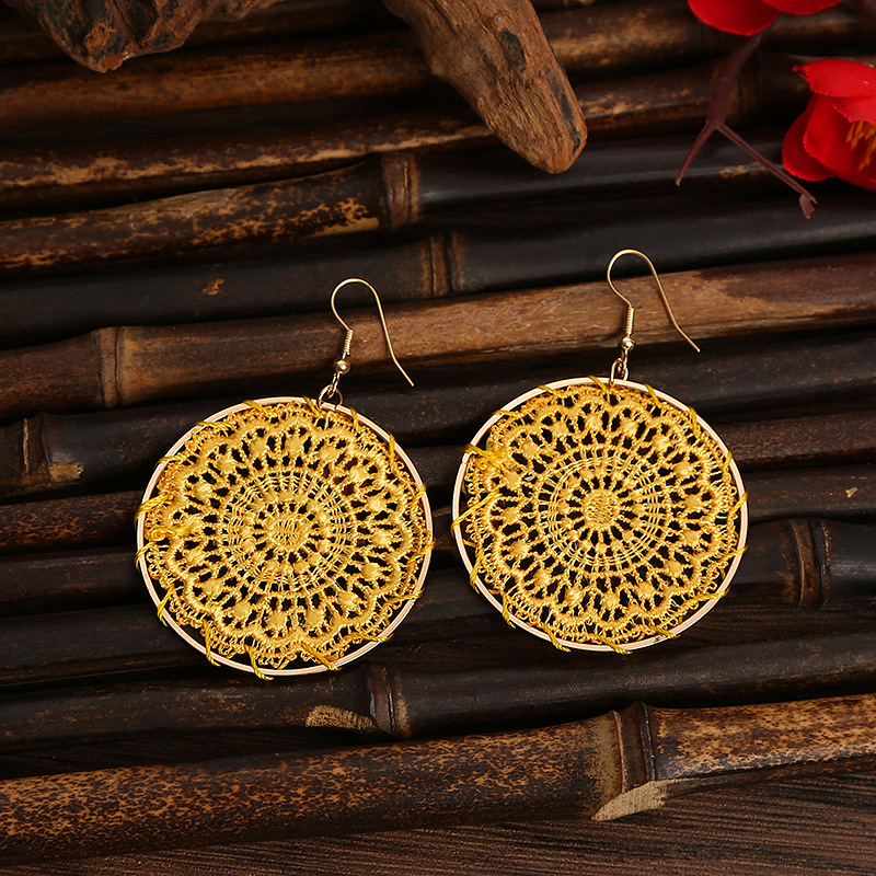Simple Style Flower Alloy Braid Womenu0027S Drop Earrings 1 Pair