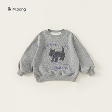 邦选童装女童卫衣圆领印花男童套头衫衣服春季新品宽松儿童上衣