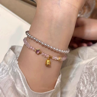 超仙星星风铃粉色水晶手链女vingate个性百搭手串小众设计手饰品