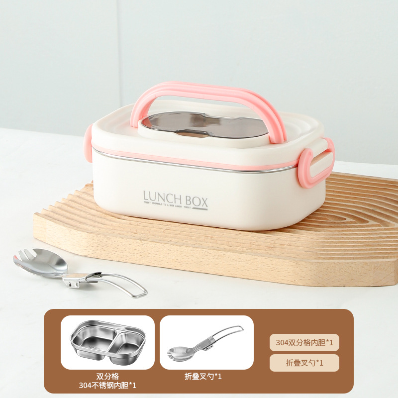 304 de acero inoxidable cuadrado aislado lonchera trabajador de oficina estudiante cantina horno microondas calefacción multi-capa compartimiento Bento