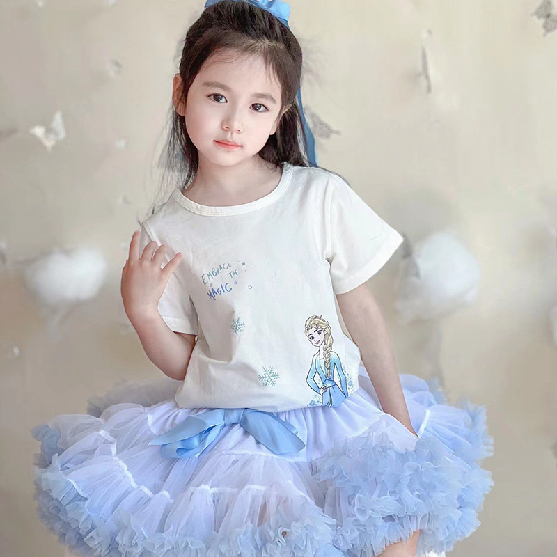 Vestido de princesa Elsa para niñas, vestido de malla para niños, falda abombada de hadas de estilo coreano, algodón, novedad de verano 2025