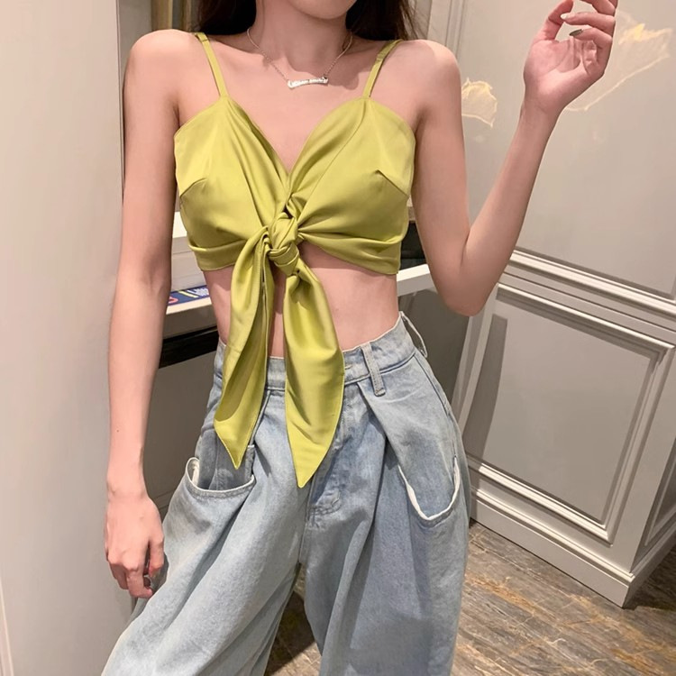 Women's Camisole Summer French-style Short Tight Sexy Spice Girl Outer Wear Inner Base Chest Wrapping Beautiful Back Top