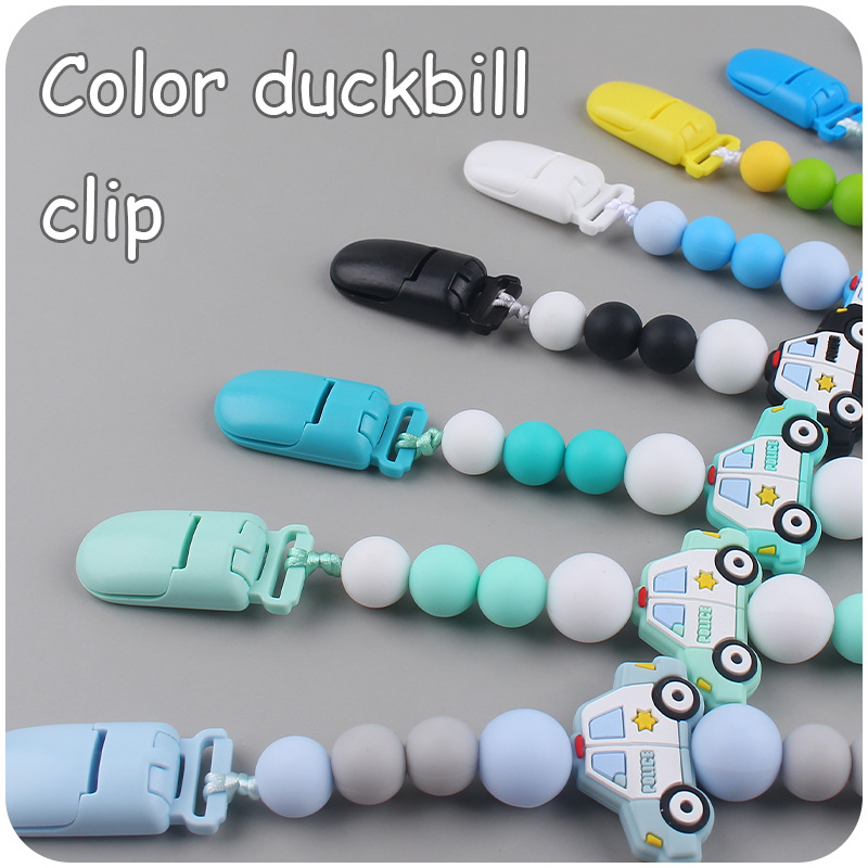 Nuevos suministros para bebés chupete cadena creativa DIY coche de policía silicona bebé mordedura molar anti-caída de la cadena